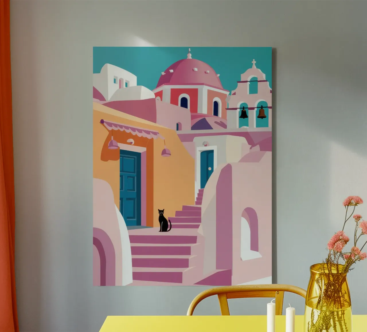 Mediterranes Katzennickerchen Leinwand mit Schattenfugenrahmen von Orchid Patina