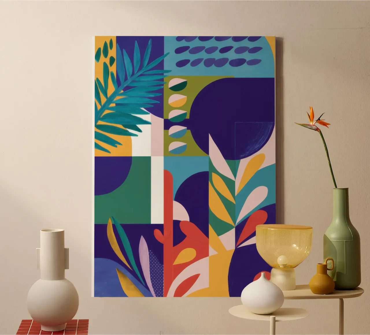 Geometrische Form Balance Leinwand mit Schattenfugenrahmen von Sure Paint