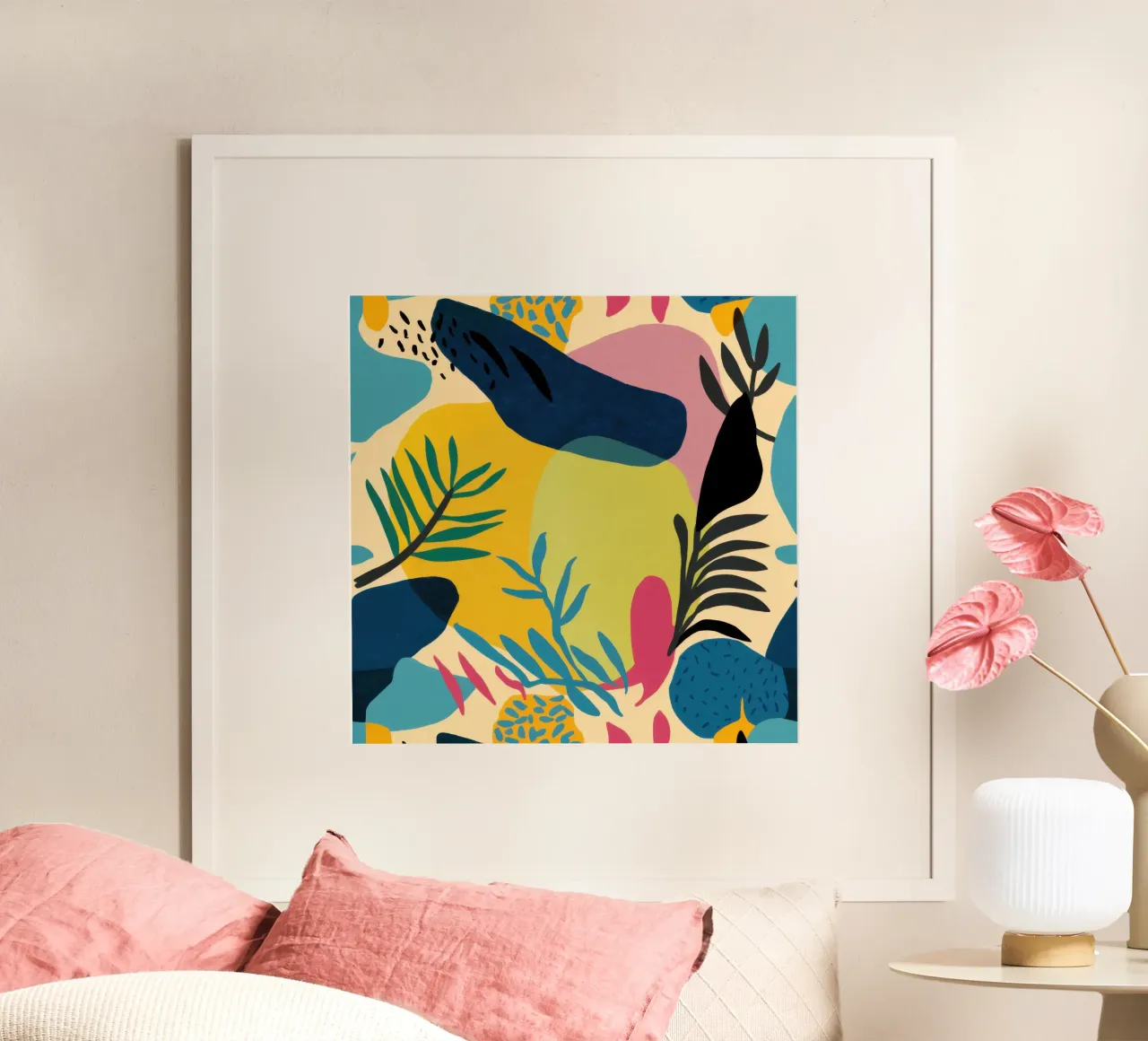 Composizione tropicale vibrante poster con telaio in legno da Moon Revolver