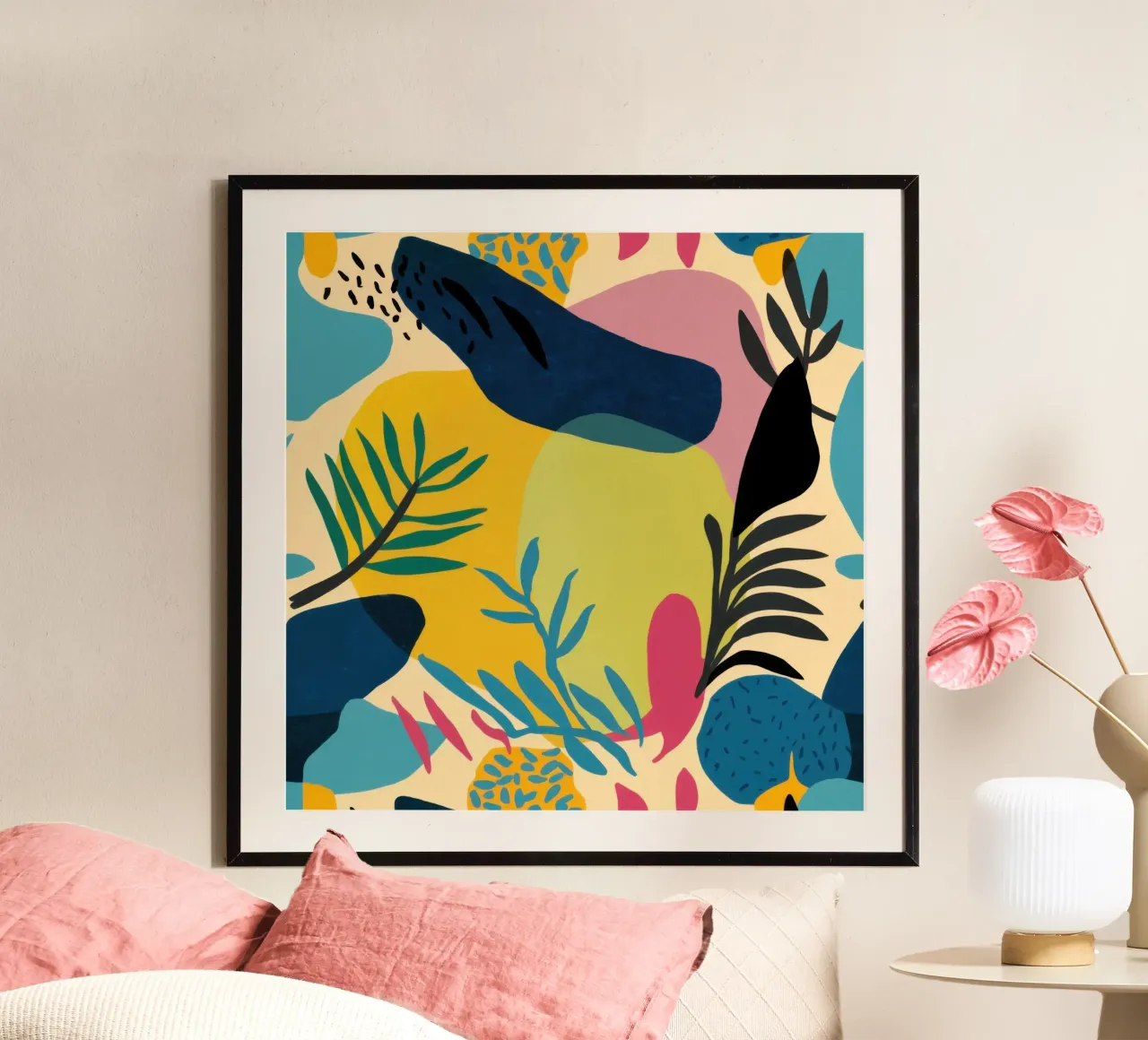 Composizione tropicale vibrante poster con telaio in legno da Moon Revolver