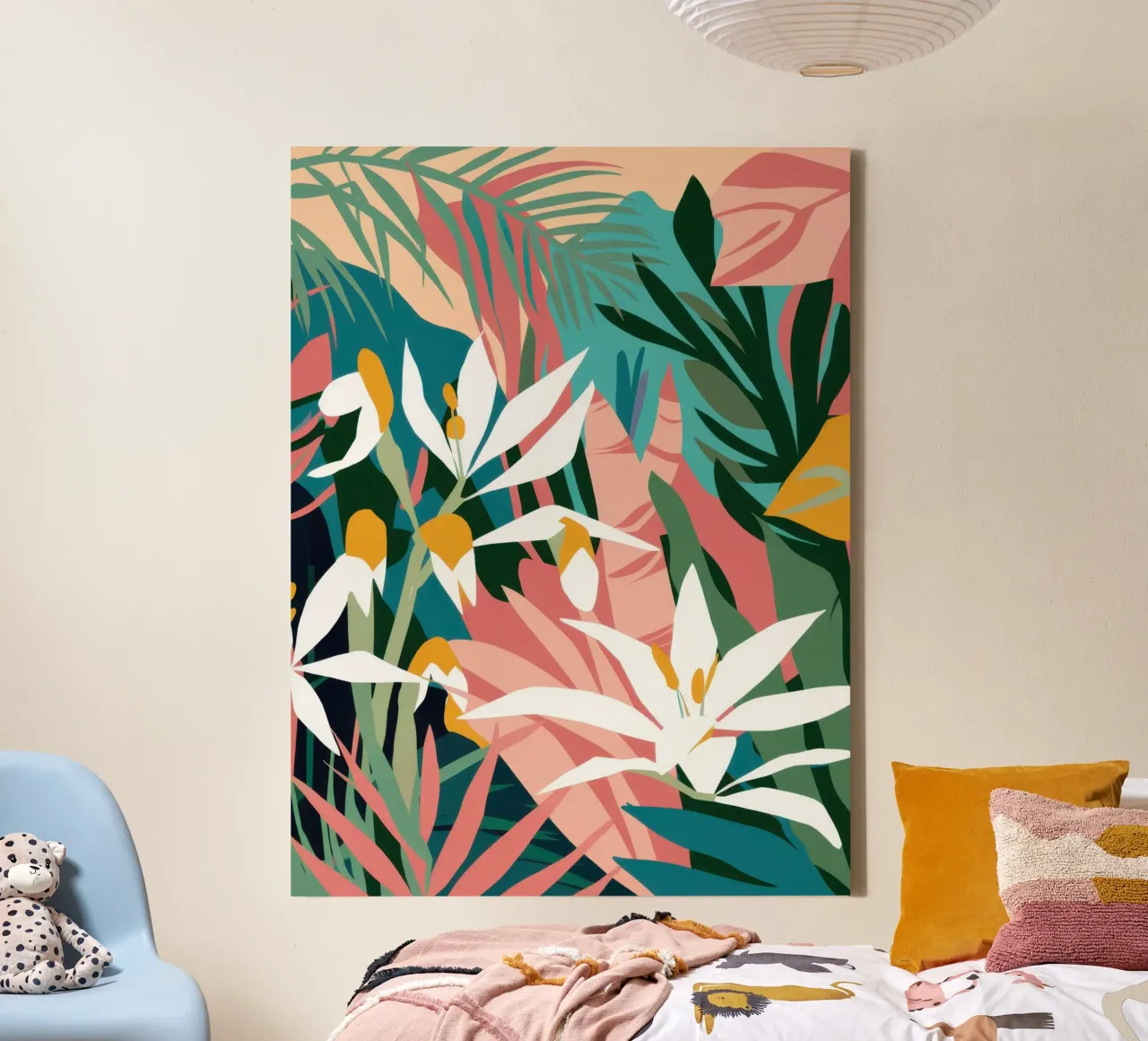 Elegante botanische rust canvas met Baklijst van Orchid Patina