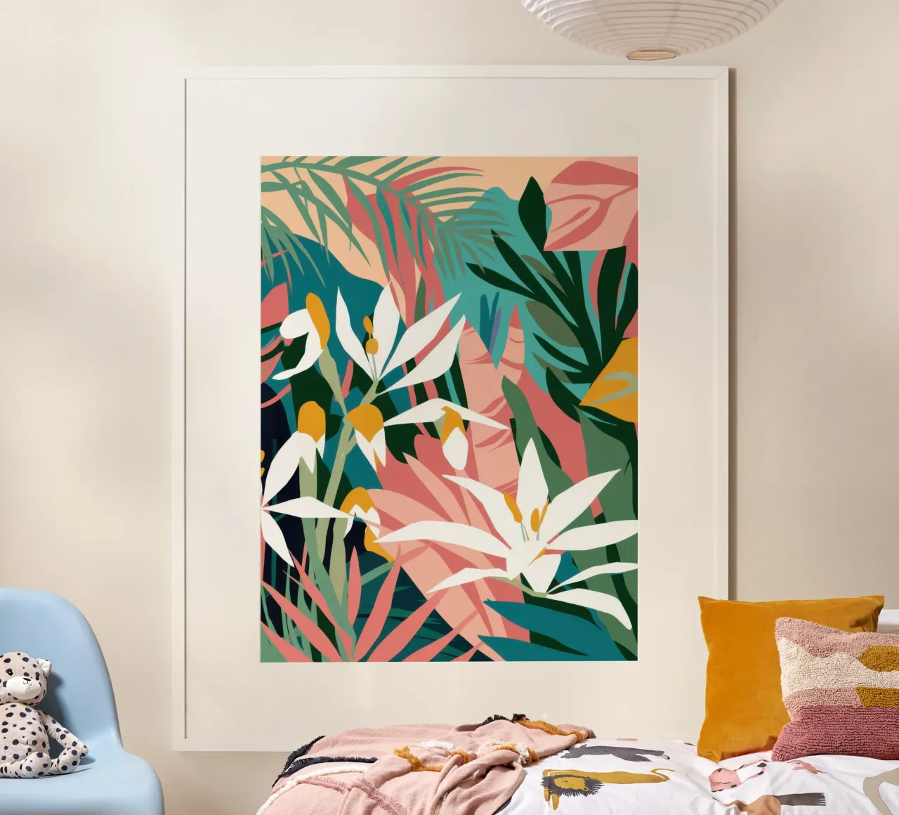 Elegante calma botanica poster con telaio in alluminio da Orchid Patina