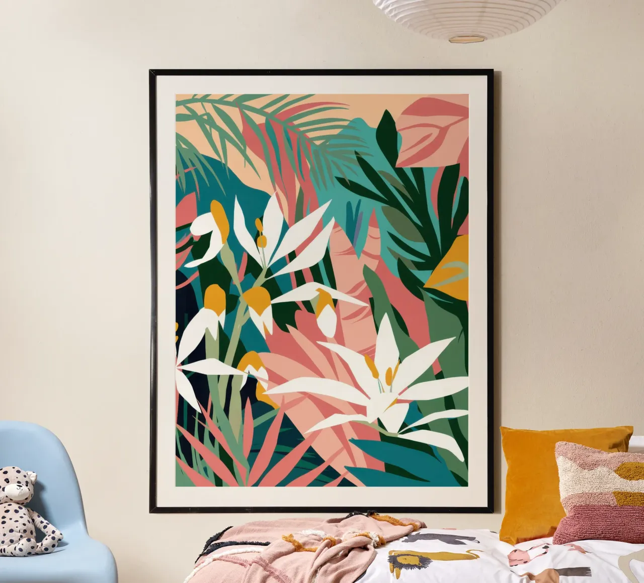 Elegante calma botanica poster con telaio in alluminio da Orchid Patina
