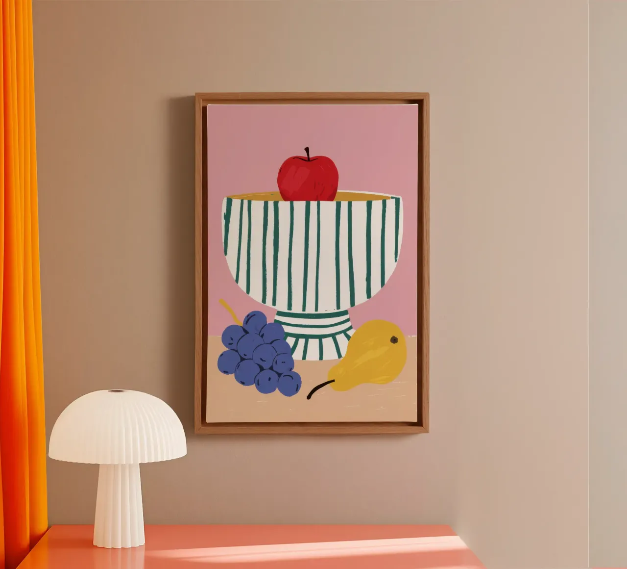 Vaso a righe Stillness tela con Cornice a cassetta da Enter Bloom