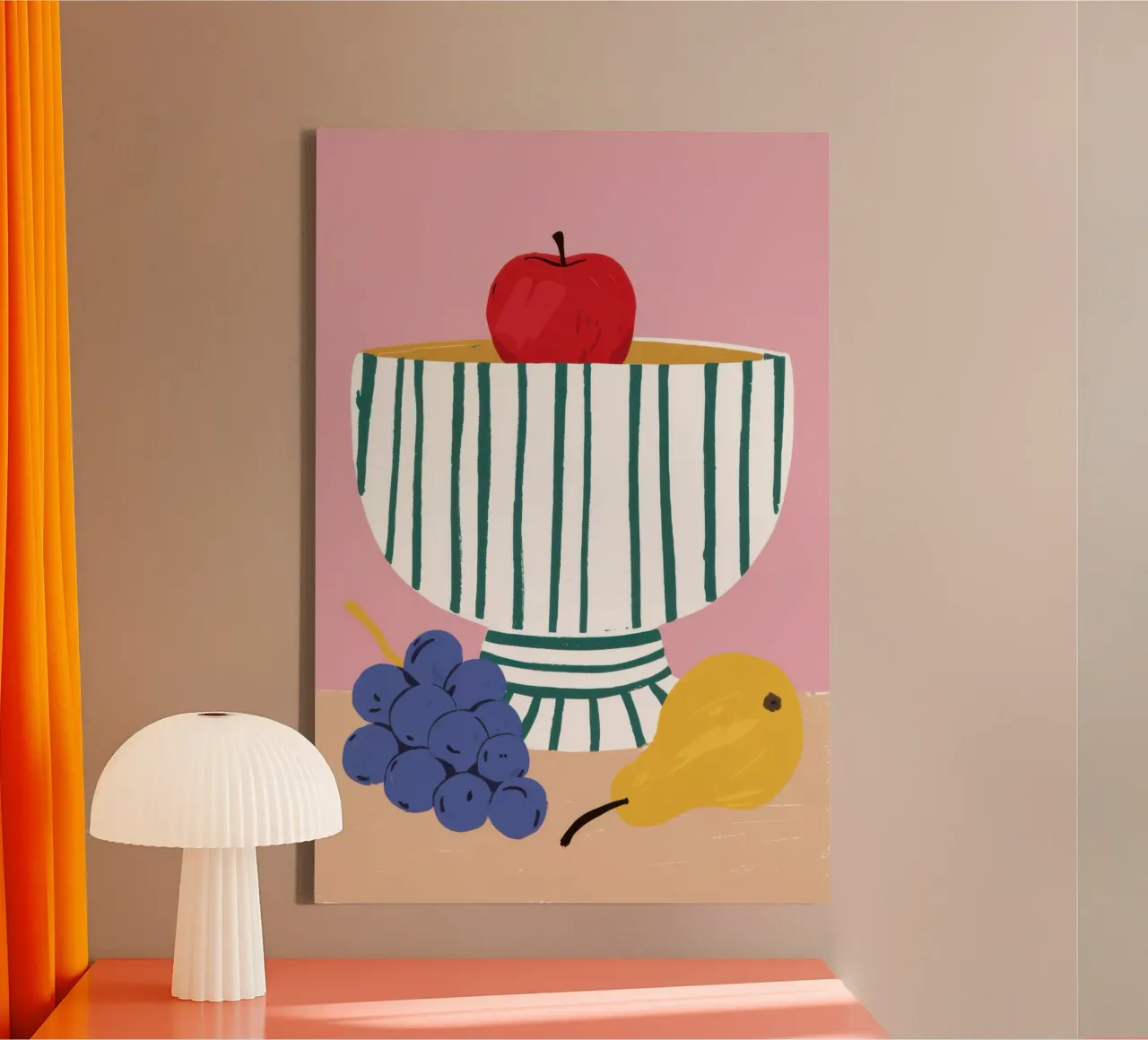 Vaso a righe Stillness tela con Cornice a cassetta da Enter Bloom