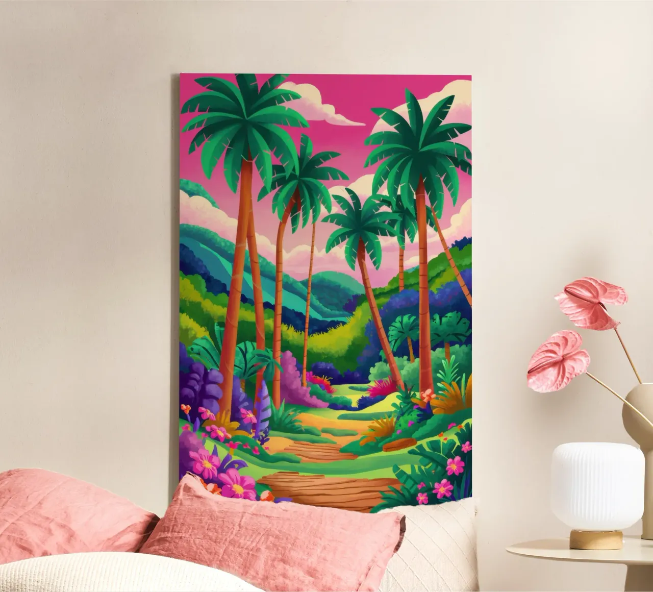 Der Weg ins Paradies Leinwand mit Schattenfugenrahmen von Enter Bloom