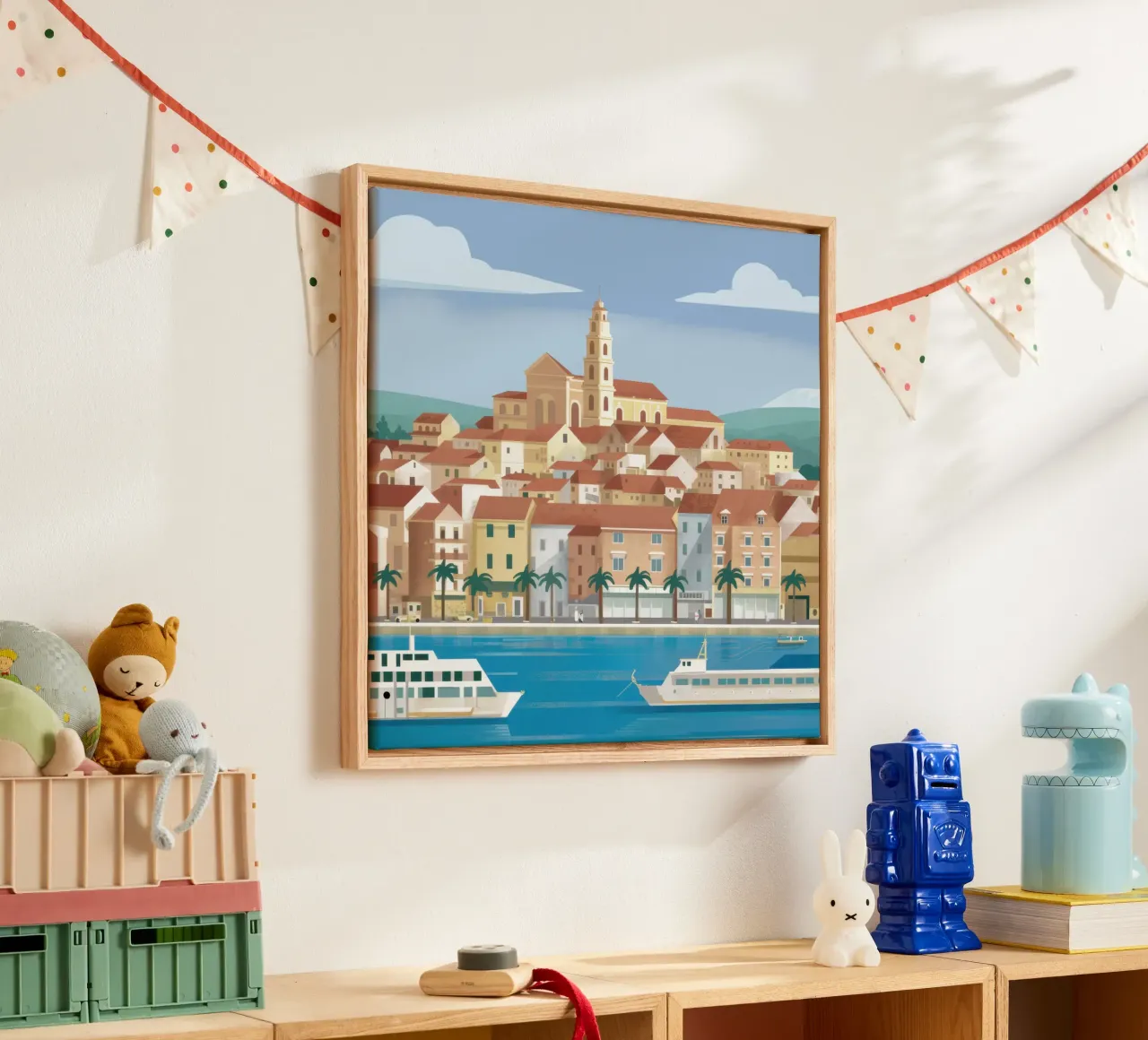 Serenità del porto storico tela con Cornice a cassetta da Orchid Patina