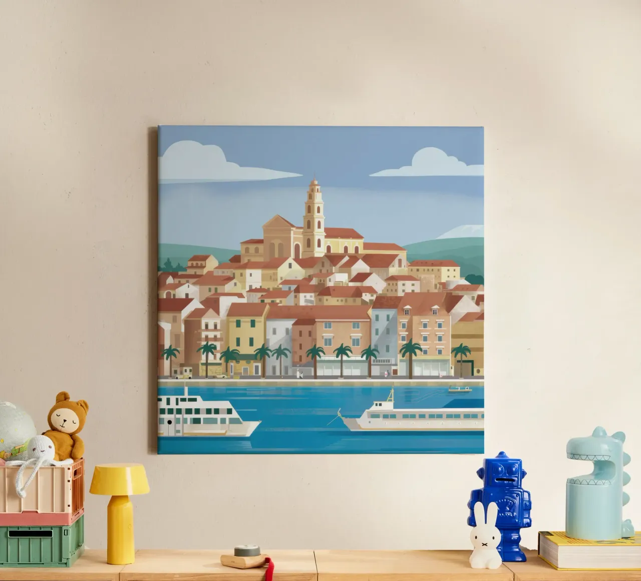 Serenità del porto storico tela con Cornice a cassetta da Orchid Patina