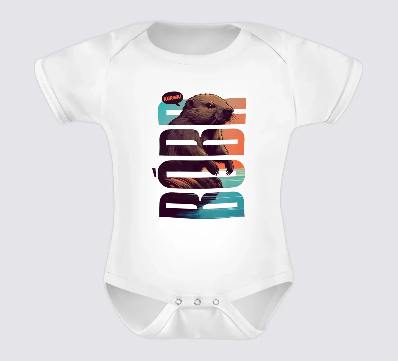 Bober Kurwa Typography Meme Art body neonato maniche corte da Lootprint