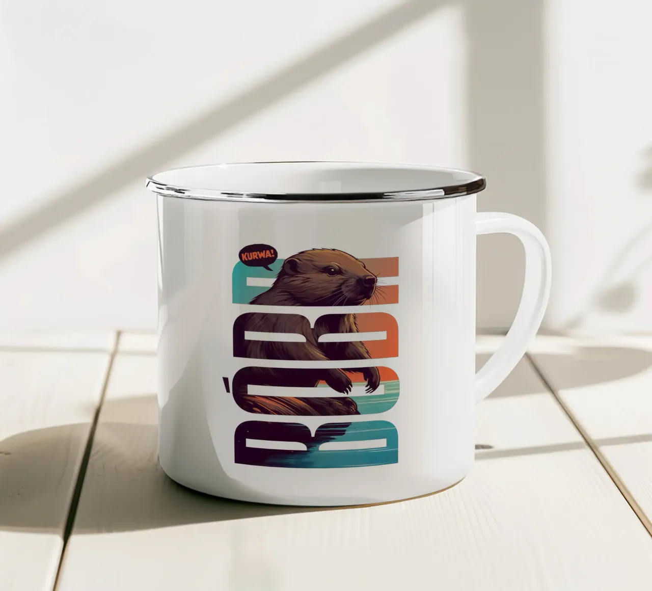 Bober Kurwa Typography Meme Art tazza in smalto da Lootprint