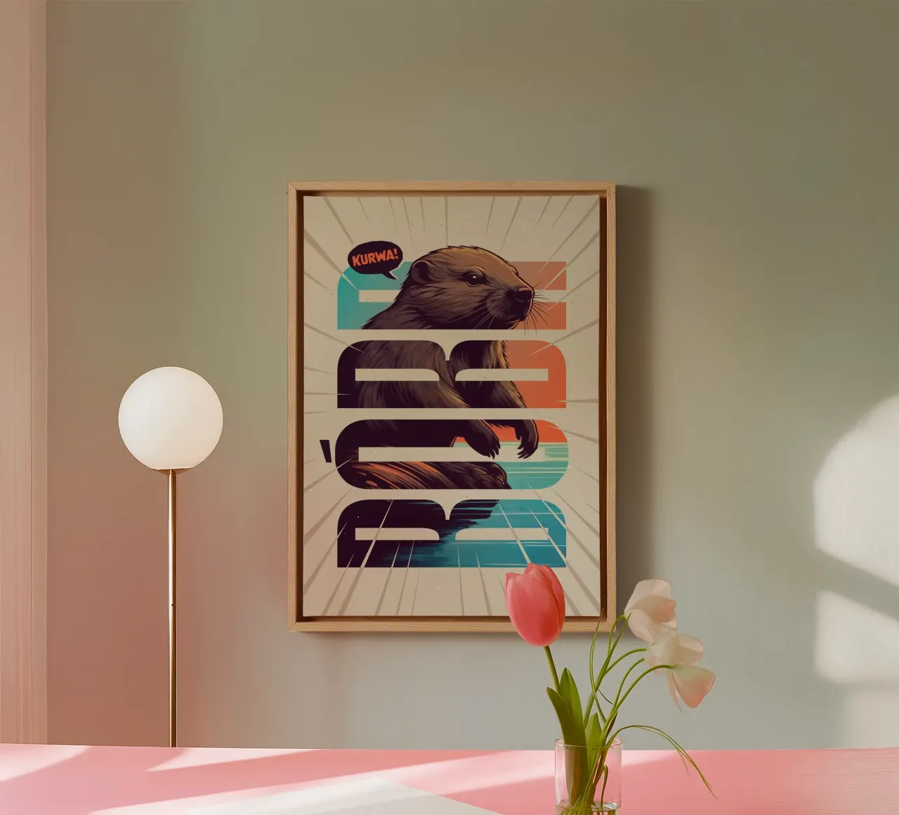 Bober Kurwa Typography Meme Art tela con Cornice a cassetta da Lootprint