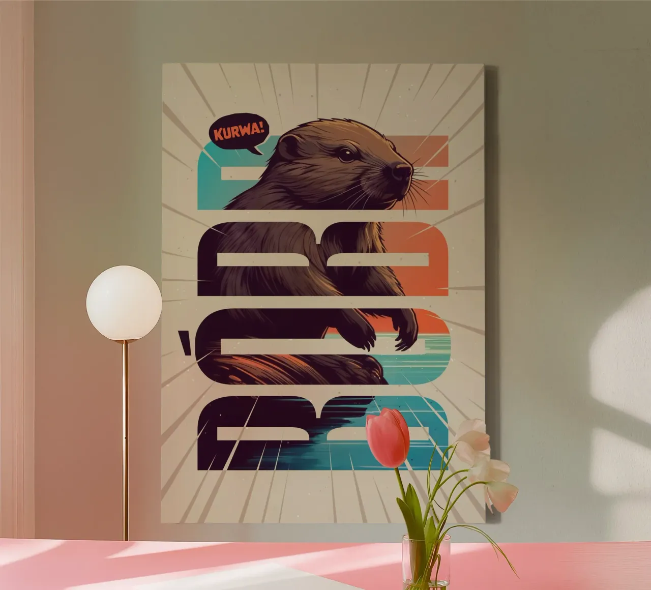 Bober Kurwa Typography Meme Art tela con Cornice a cassetta da Lootprint