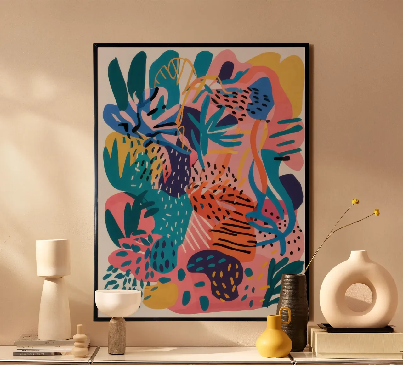 Abstracte saffier Cheetah poster van Moon Revolver