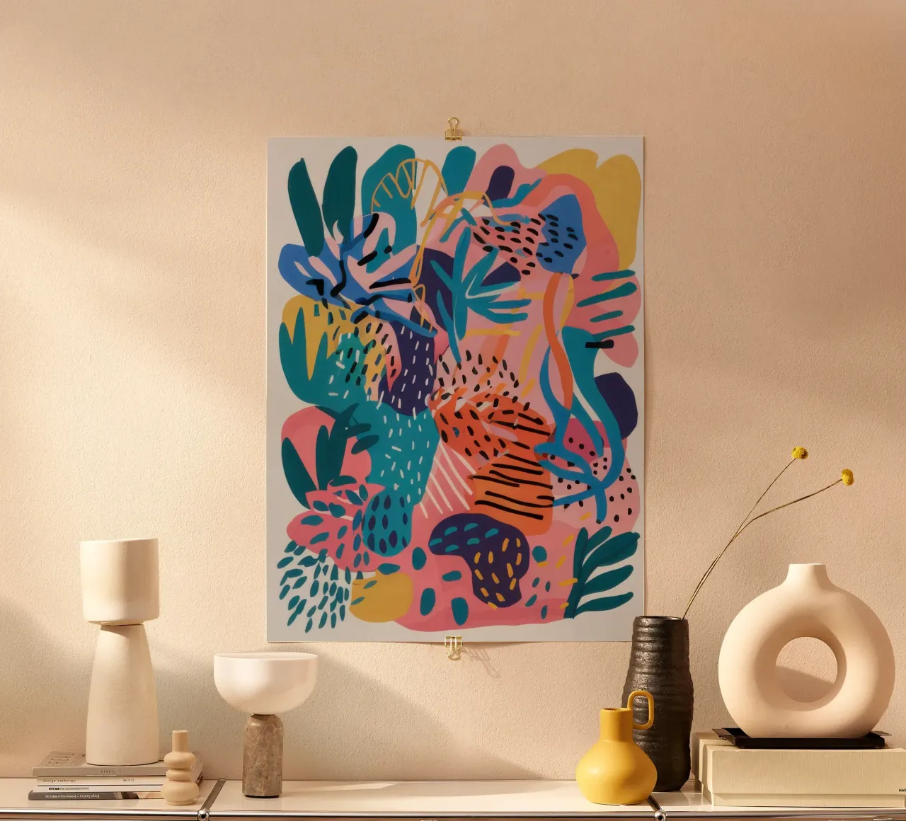 Abstracte saffier Cheetah poster van Moon Revolver