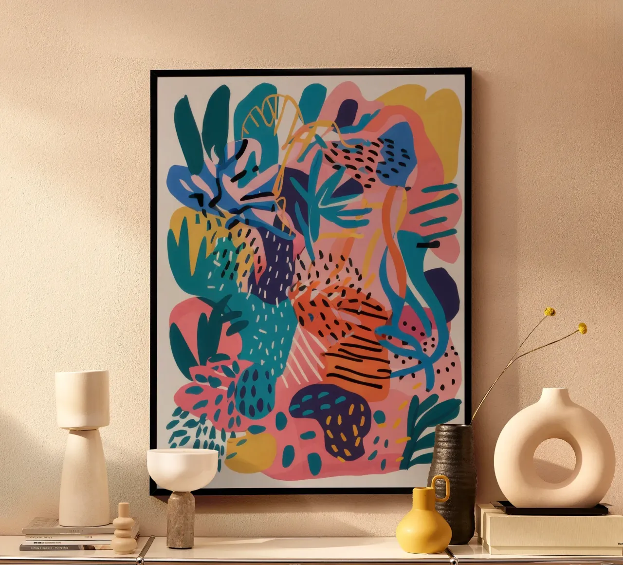 Abstracte saffier Cheetah poster van Moon Revolver
