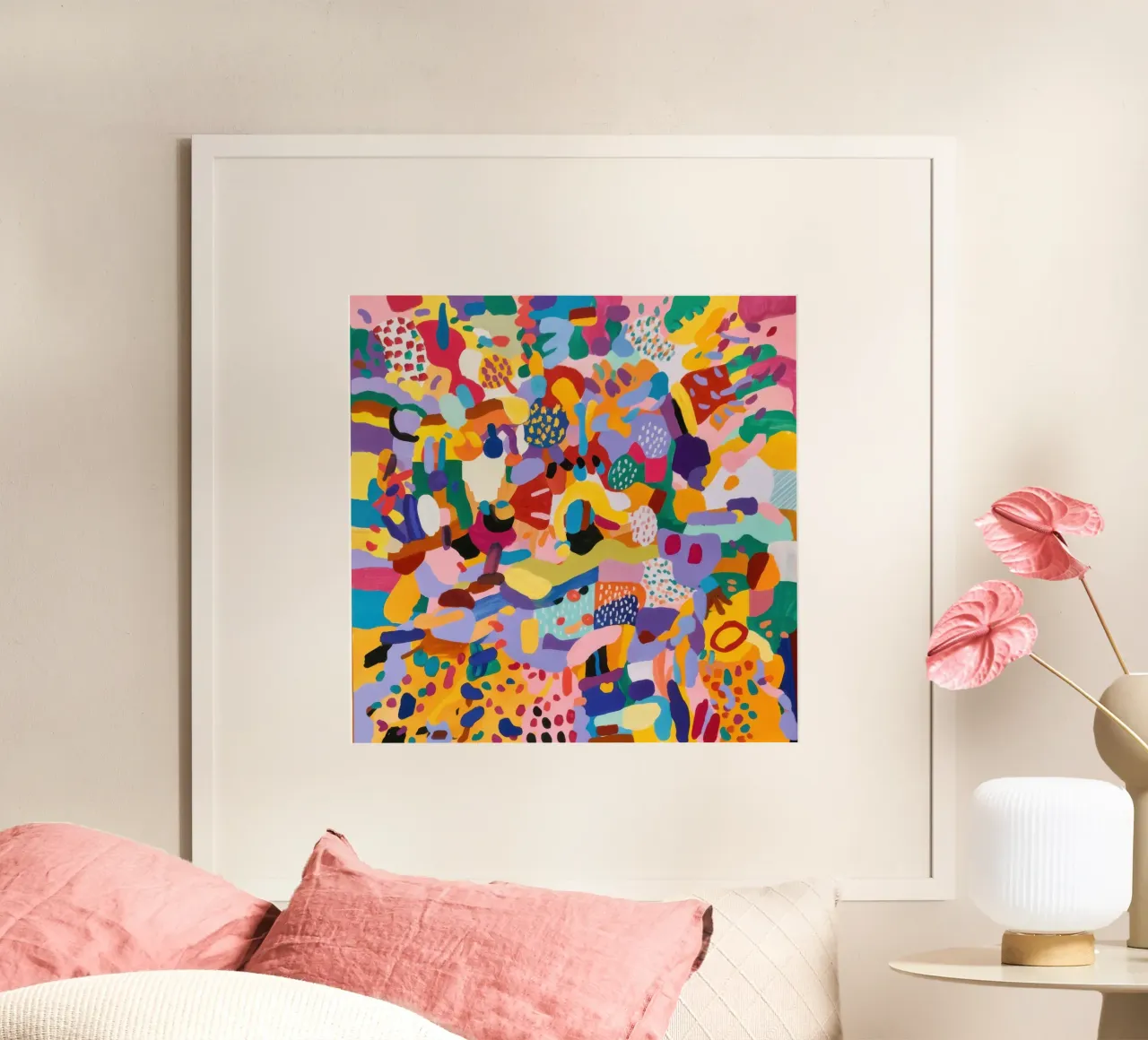 Chromatic Confetti Chaos poster con telaio in legno da Orchid Patina