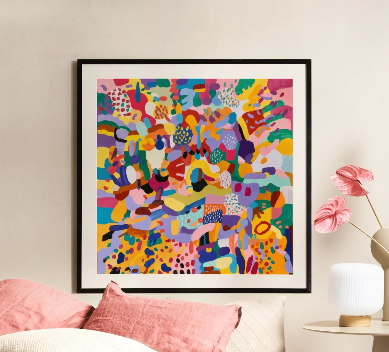 Chromatic Confetti Chaos poster con telaio in legno da Orchid Patina