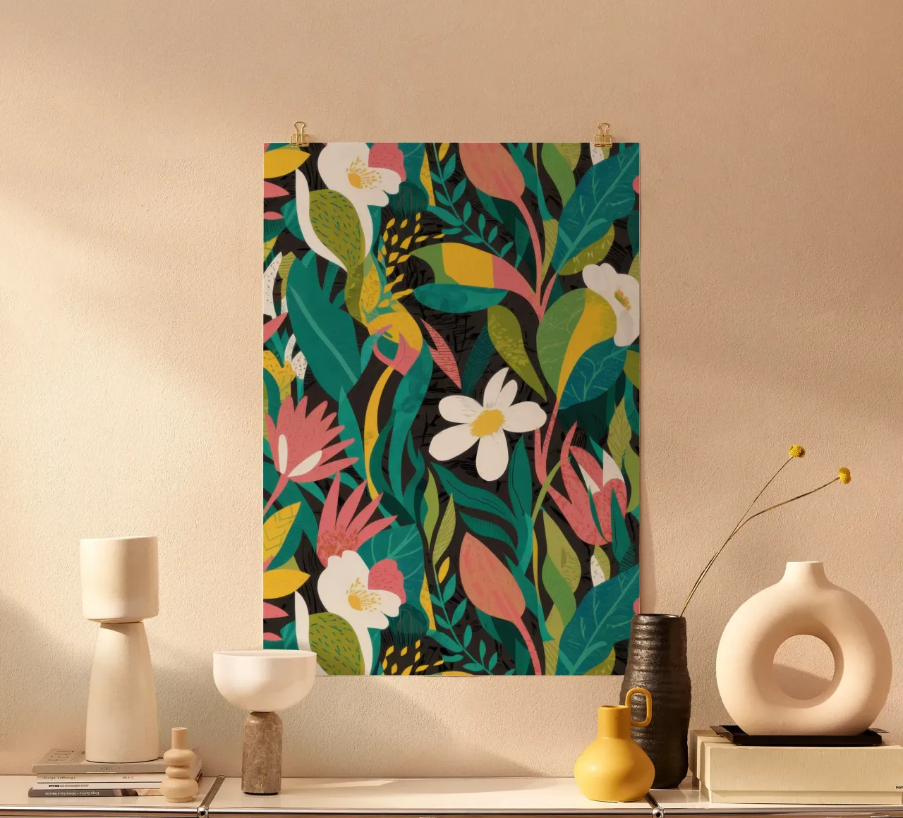 Plumeria Jungle Weave poster con telaio in plastica da Moon Revolver