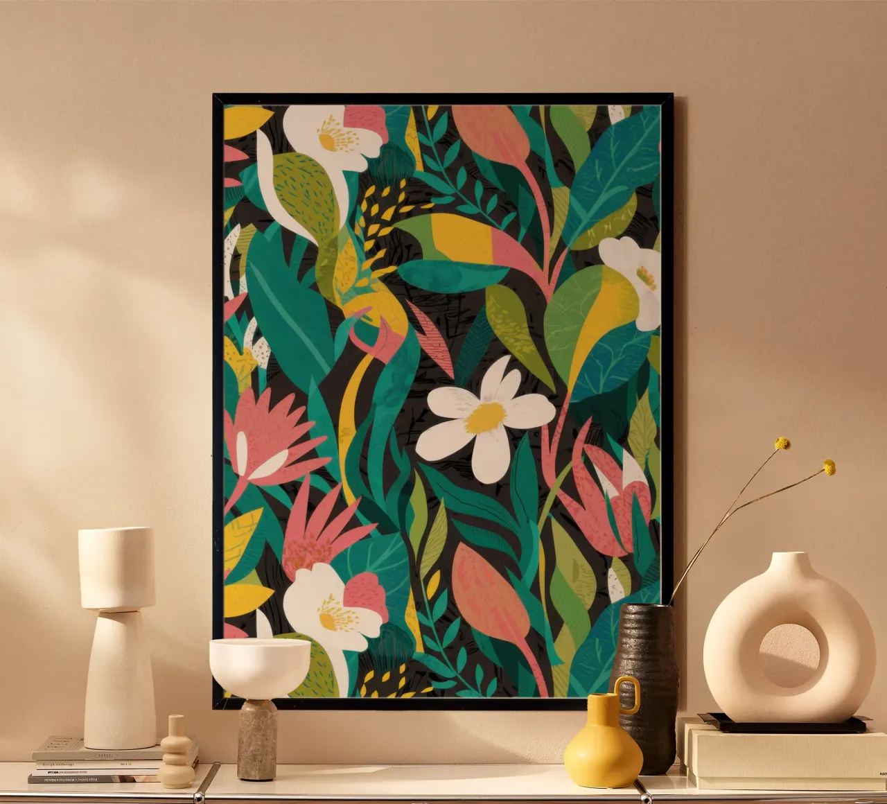 Plumeria Jungle Weave poster con telaio in plastica da Moon Revolver