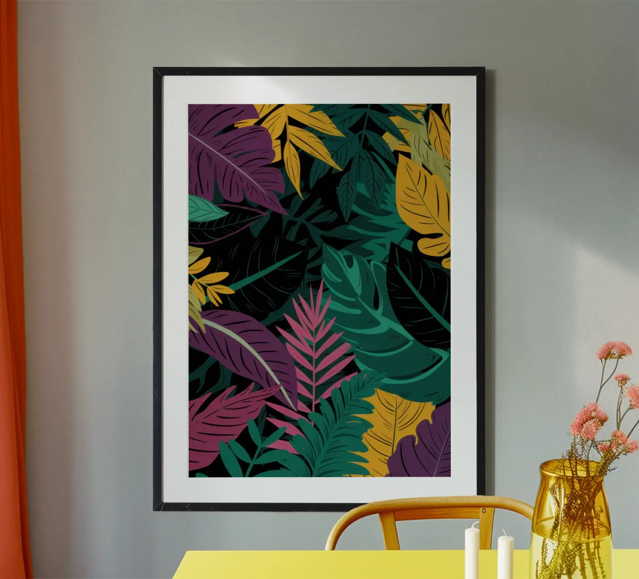 Notte della giungla dorata poster con telaio in plastica da Orchid Patina
