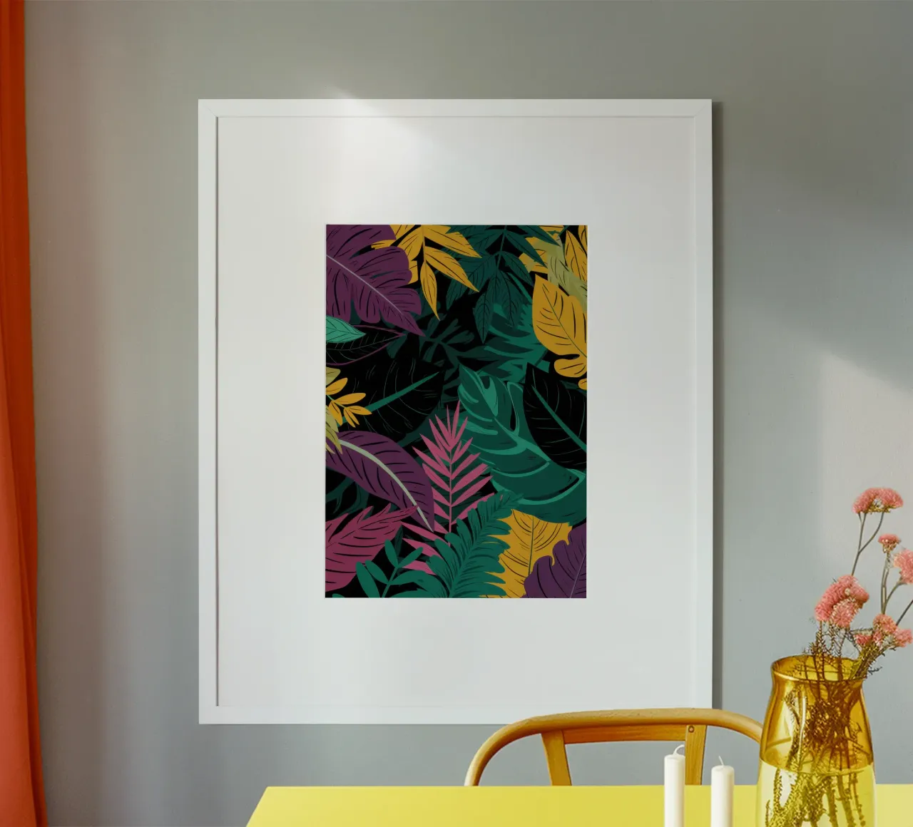 Notte della giungla dorata poster con telaio in plastica da Orchid Patina