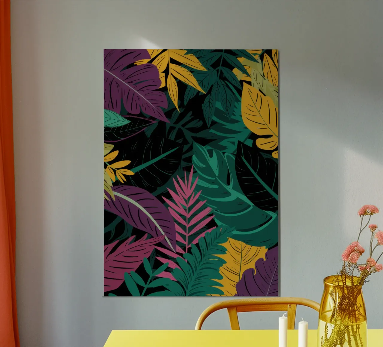 Notte della giungla dorata poster con telaio in plastica da Orchid Patina