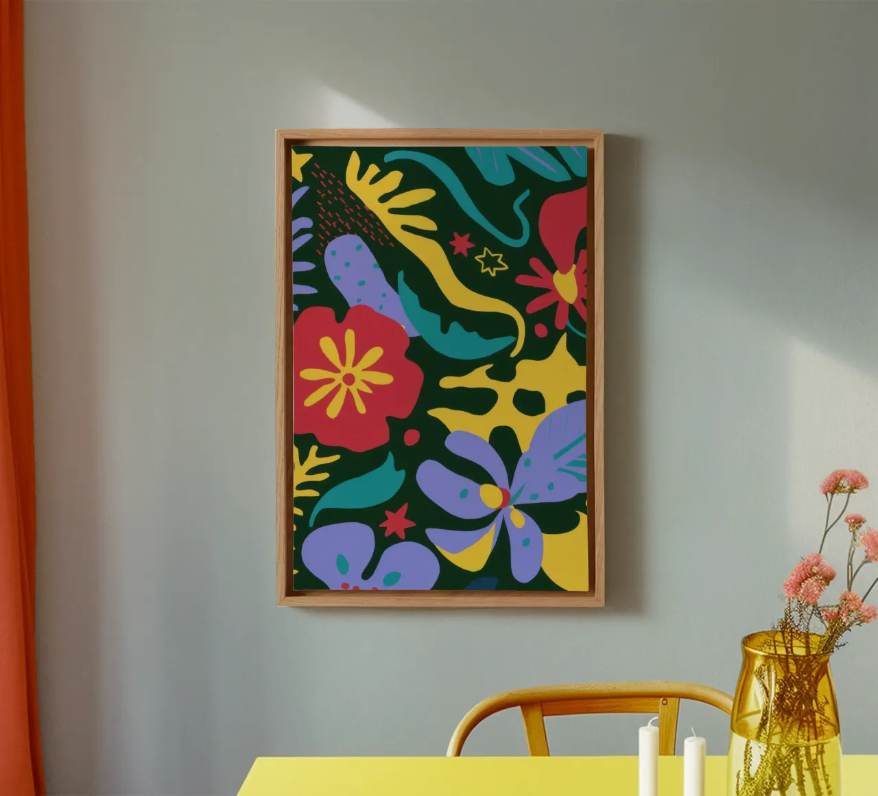 Nachtelijke bloei viering canvas met Baklijst van Sure Paint