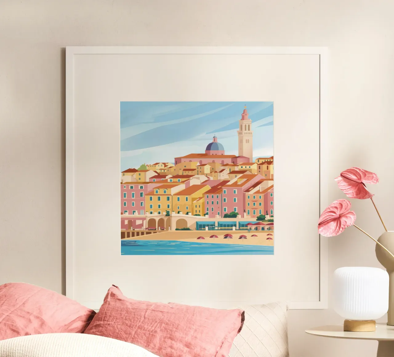 Città portuale baciata dal sole poster da Orchid Patina