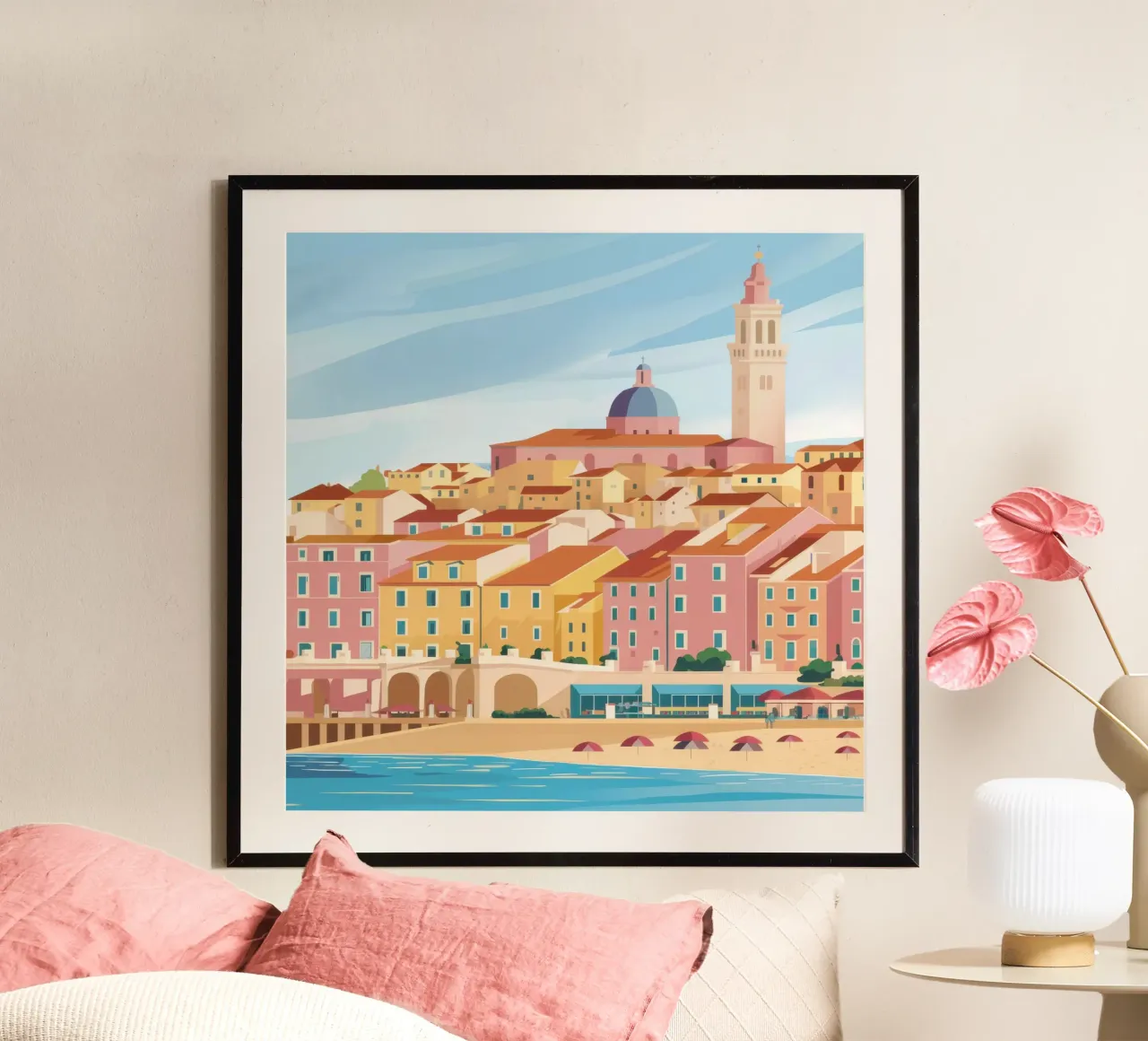 Città portuale baciata dal sole poster da Orchid Patina
