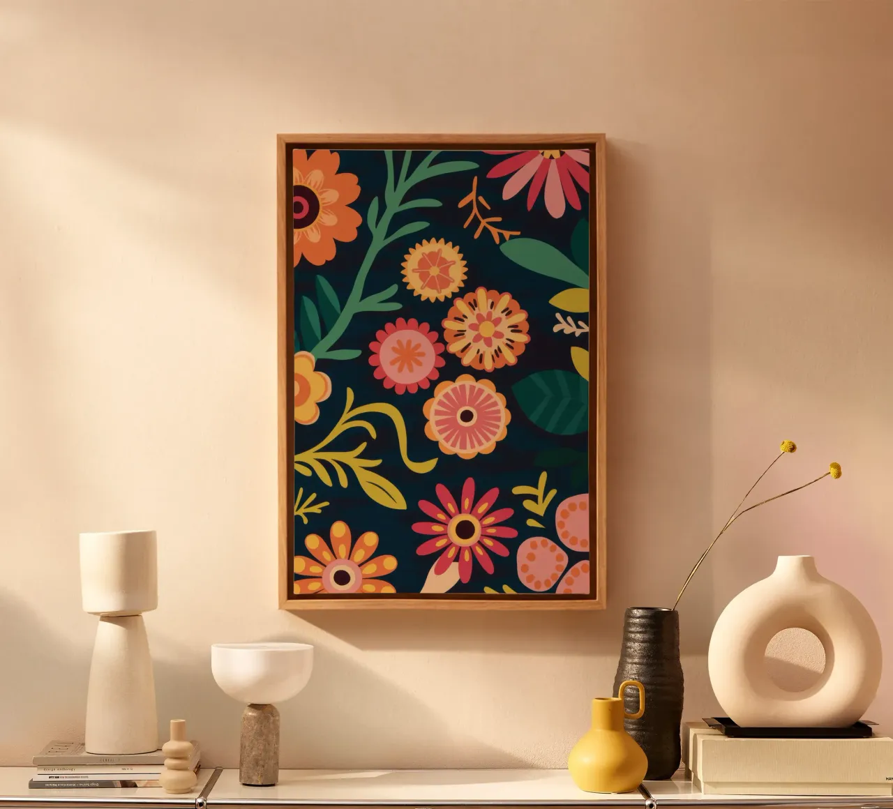 Fiore di mezzanotte retrò tela con Cornice a cassetta da Orchid Patina