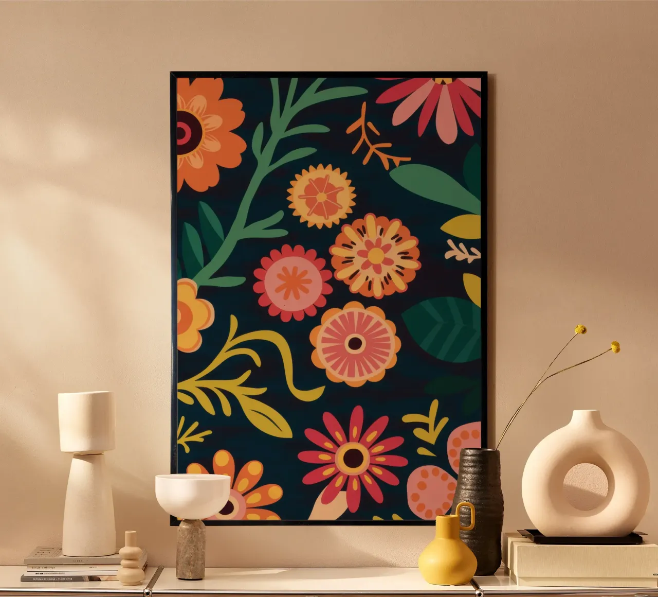 Fiore di mezzanotte retrò poster con telaio in plastica da Orchid Patina