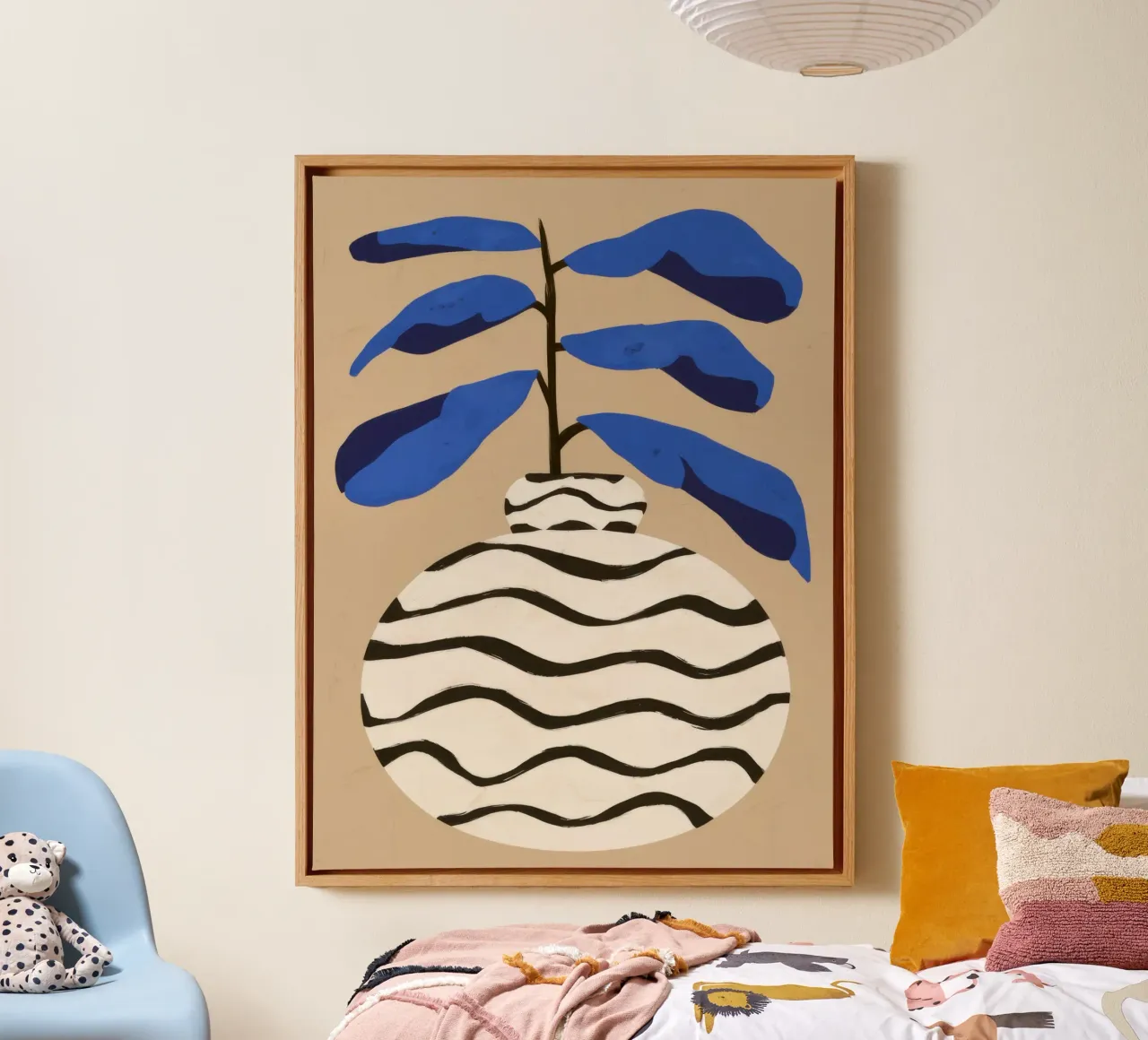 Stoer gestreept botanisch canvas met Baklijst van Sure Paint