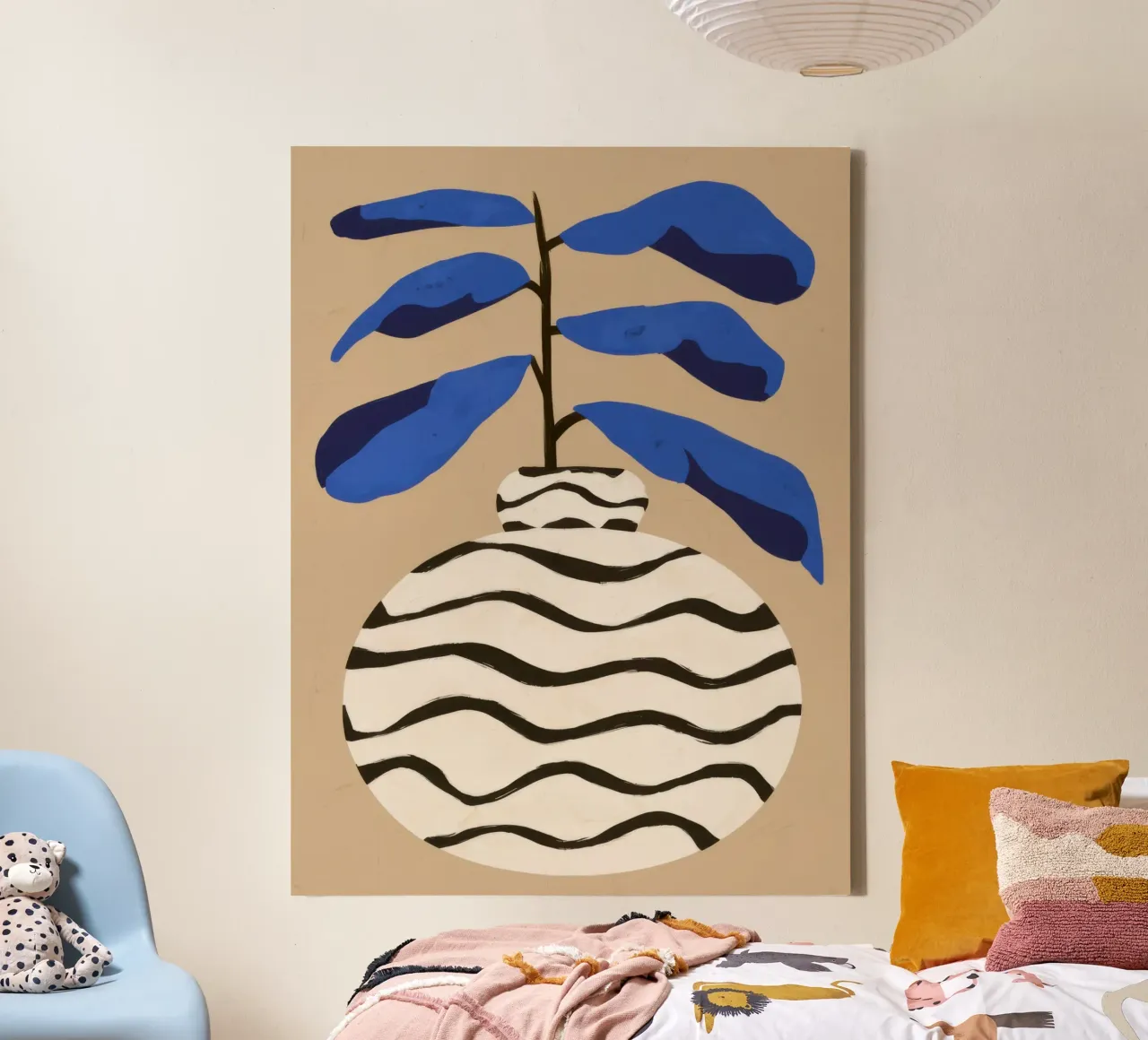 Stoer gestreept botanisch canvas met Baklijst van Sure Paint