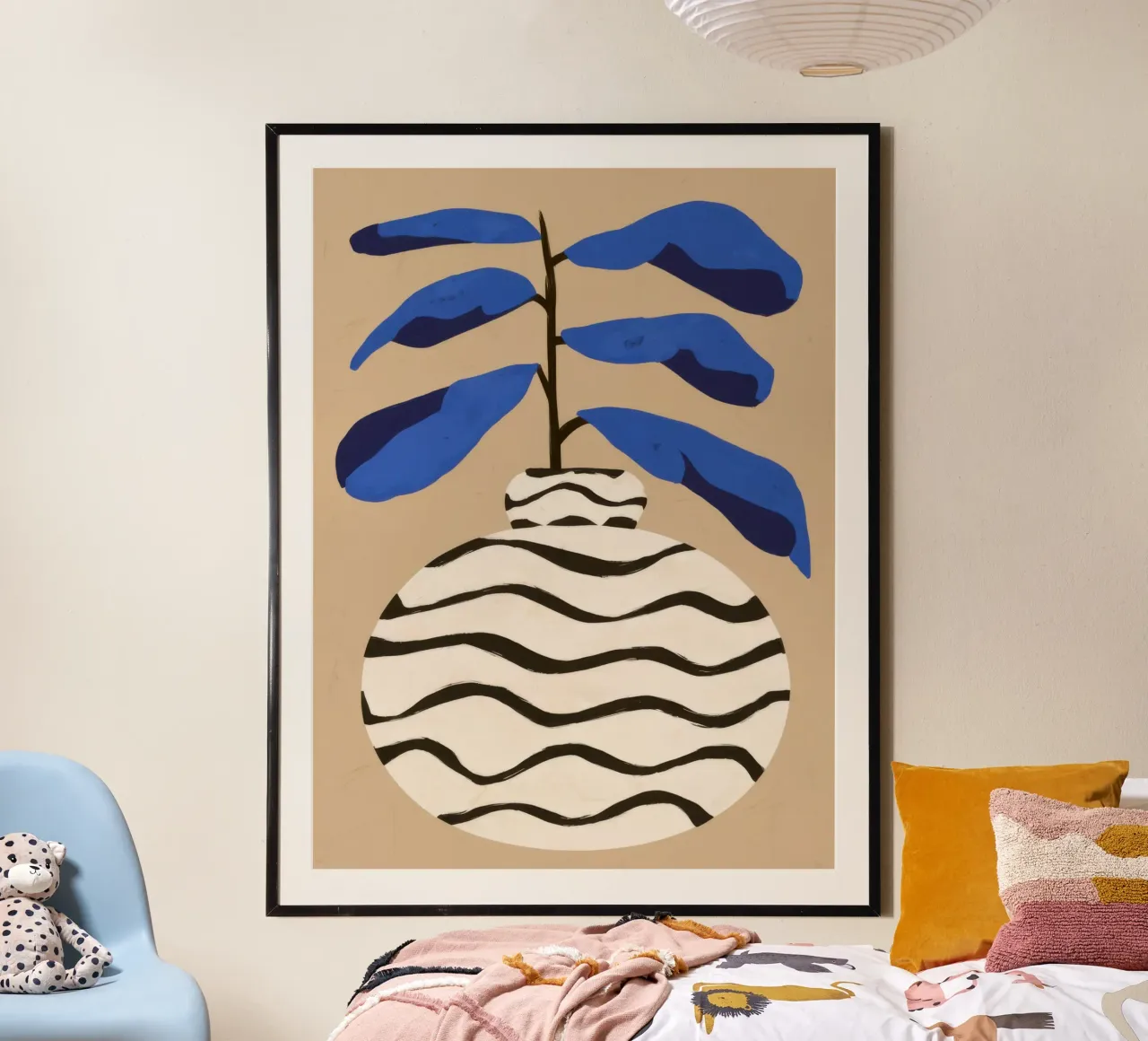 Grassetto a righe botaniche poster con telaio in plastica da Sure Paint