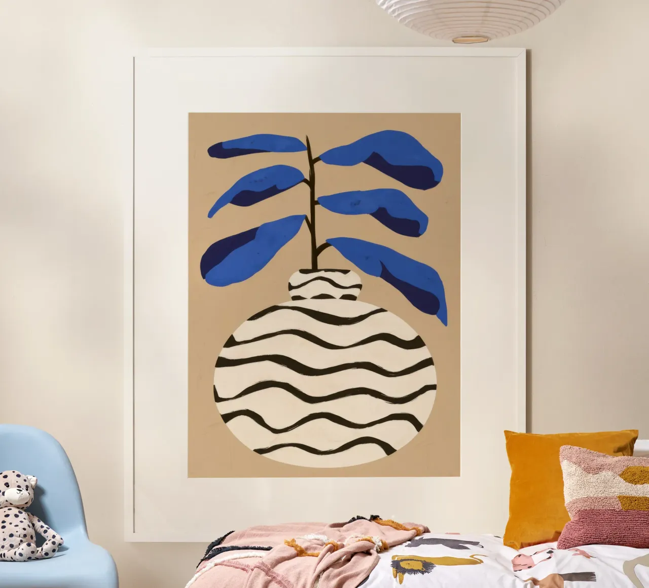 Grassetto a righe botaniche poster con telaio in plastica da Sure Paint