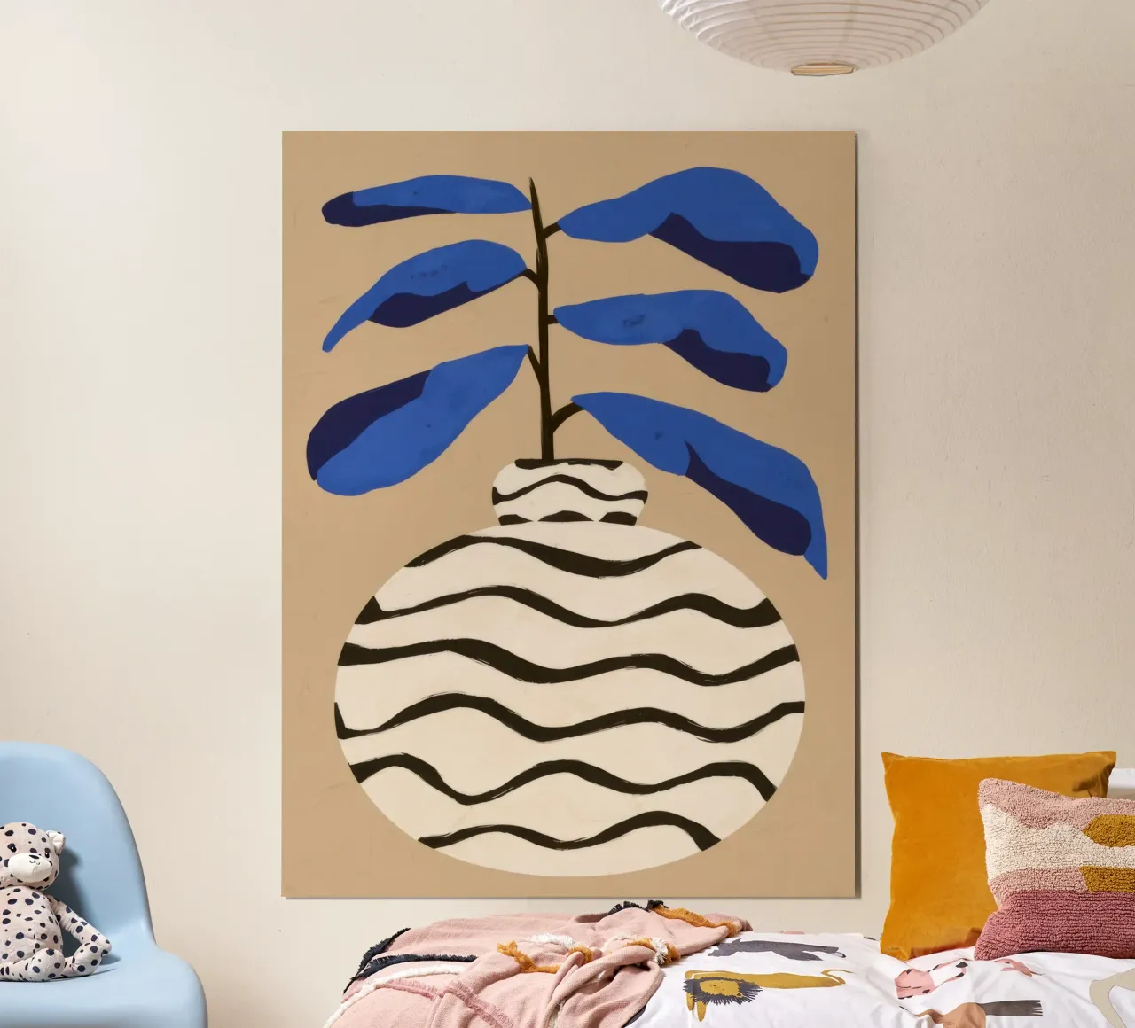 Grassetto a righe botaniche poster con telaio in plastica da Sure Paint