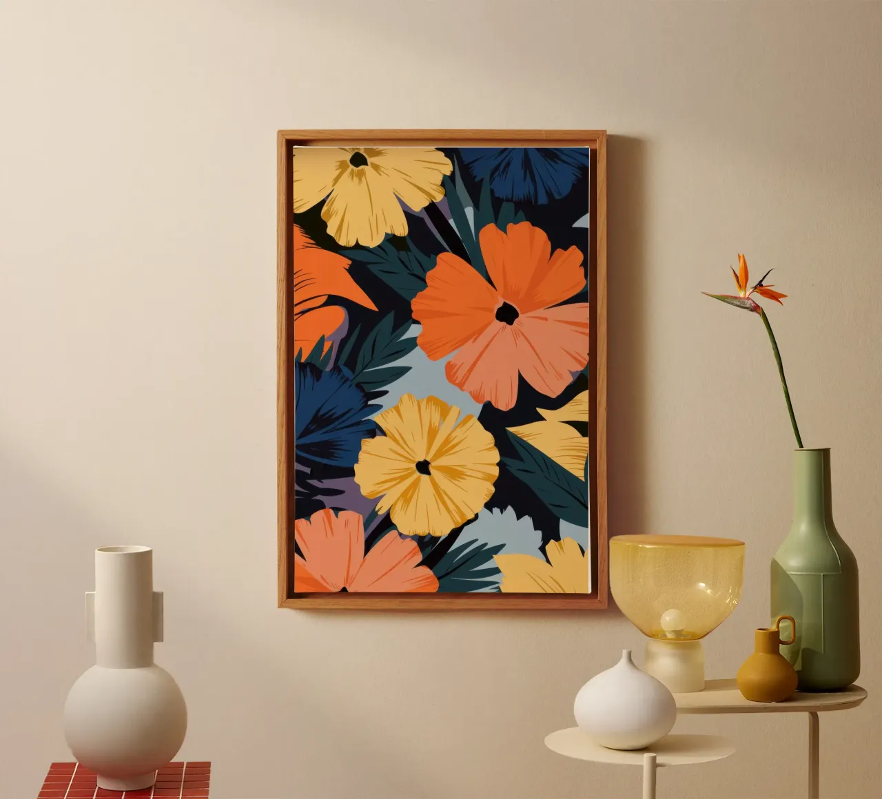 Audace contrasto floreale tela con Cornice a cassetta da Orchid Patina