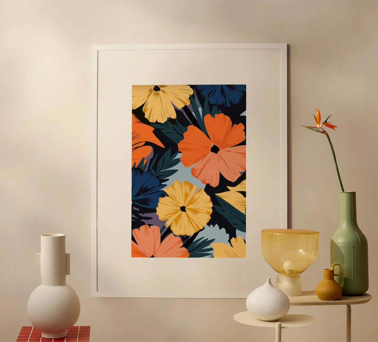 Audace contrasto floreale poster con telaio in alluminio da Orchid Patina