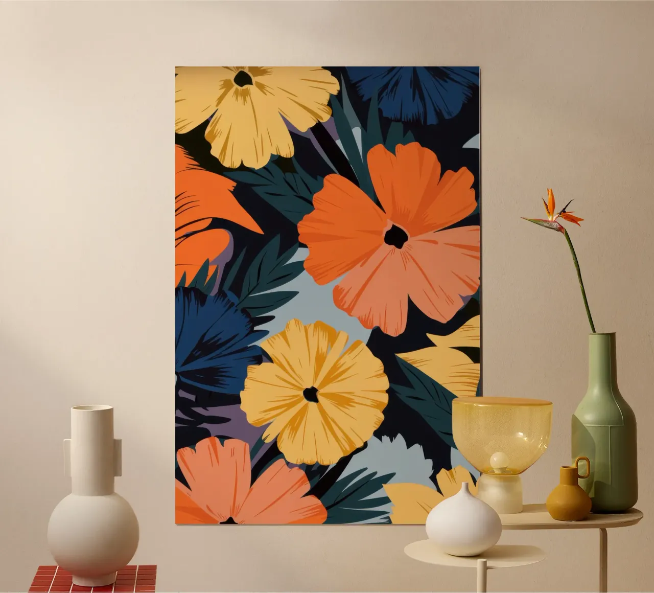 Audace contrasto floreale poster con telaio in alluminio da Orchid Patina