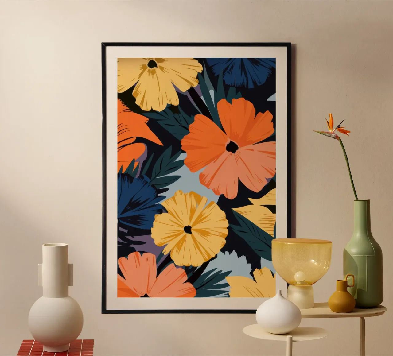 Audace contrasto floreale poster con telaio in alluminio da Orchid Patina