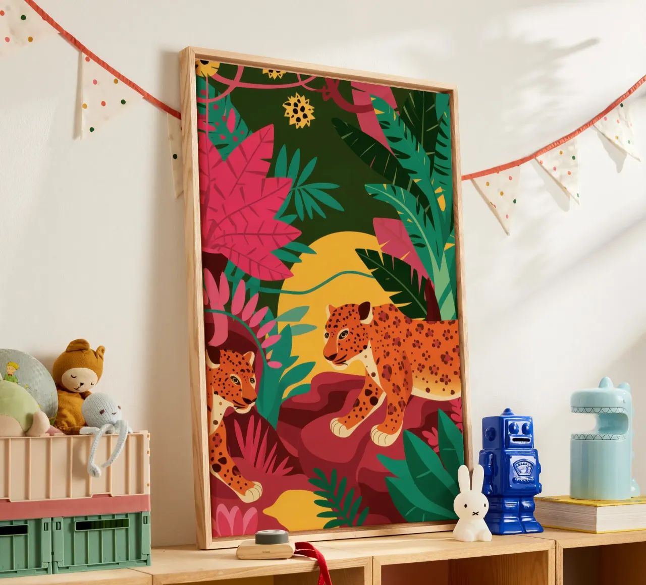 Vibrant Hidden Jungle canvas met Baklijst van Moon Revolver