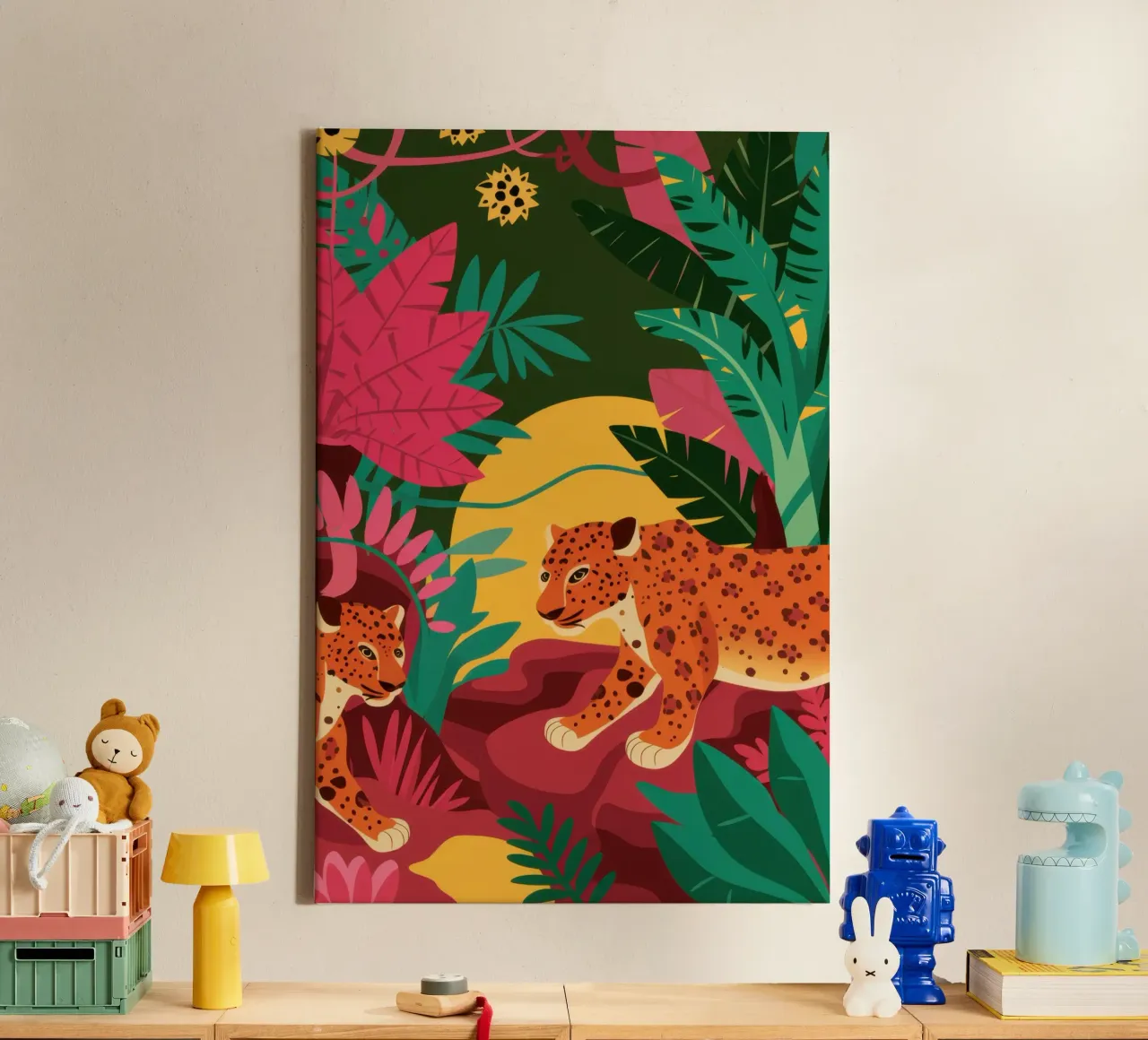 Vibrant Hidden Jungle canvas met Baklijst van Moon Revolver