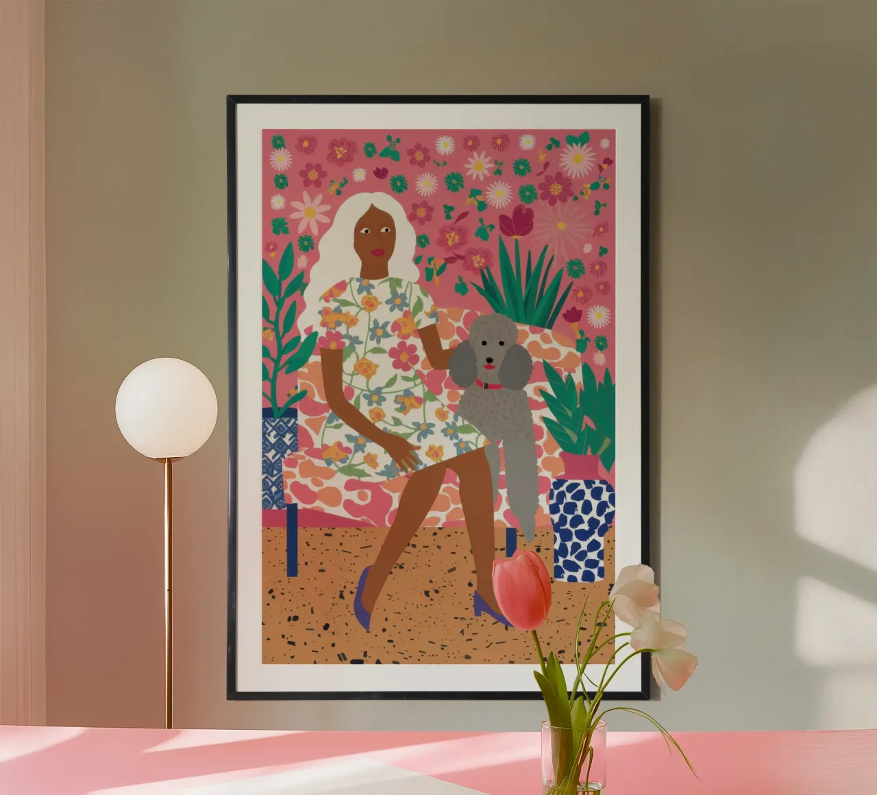 Fantastica festa felina poster con telaio in plastica da Orchid Patina