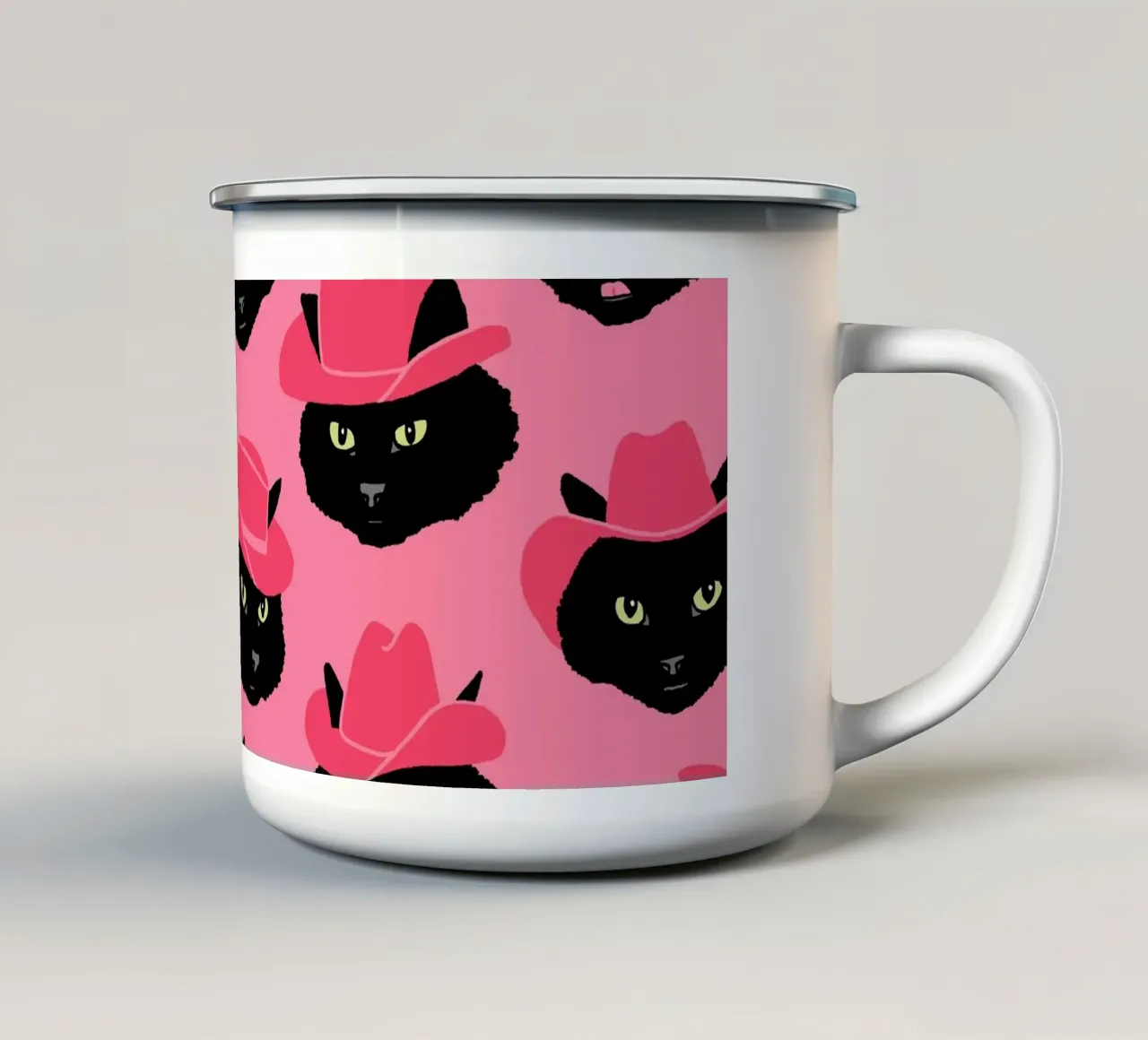Marcy The Cowgirl Cat Pattern tazza in smalto da AnyoneCanYeehaw