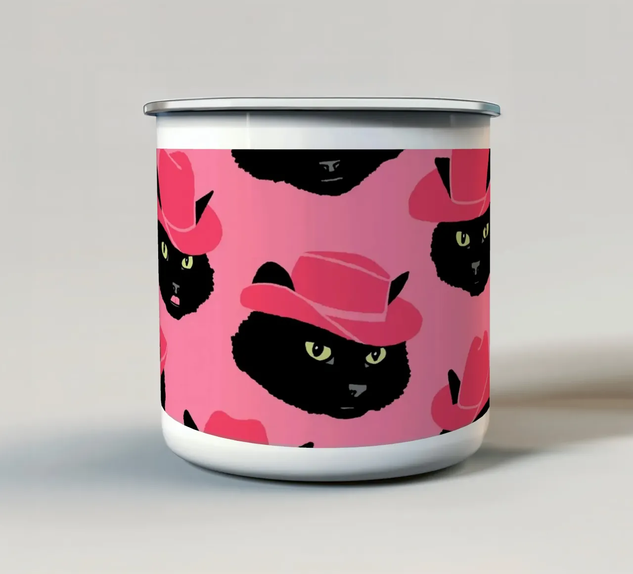 Marcy The Cowgirl Cat Pattern tazza in smalto da AnyoneCanYeehaw