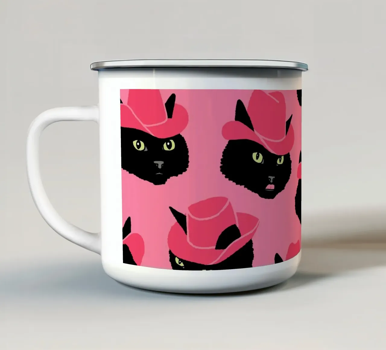 Marcy The Cowgirl Cat Pattern tazza in smalto da AnyoneCanYeehaw