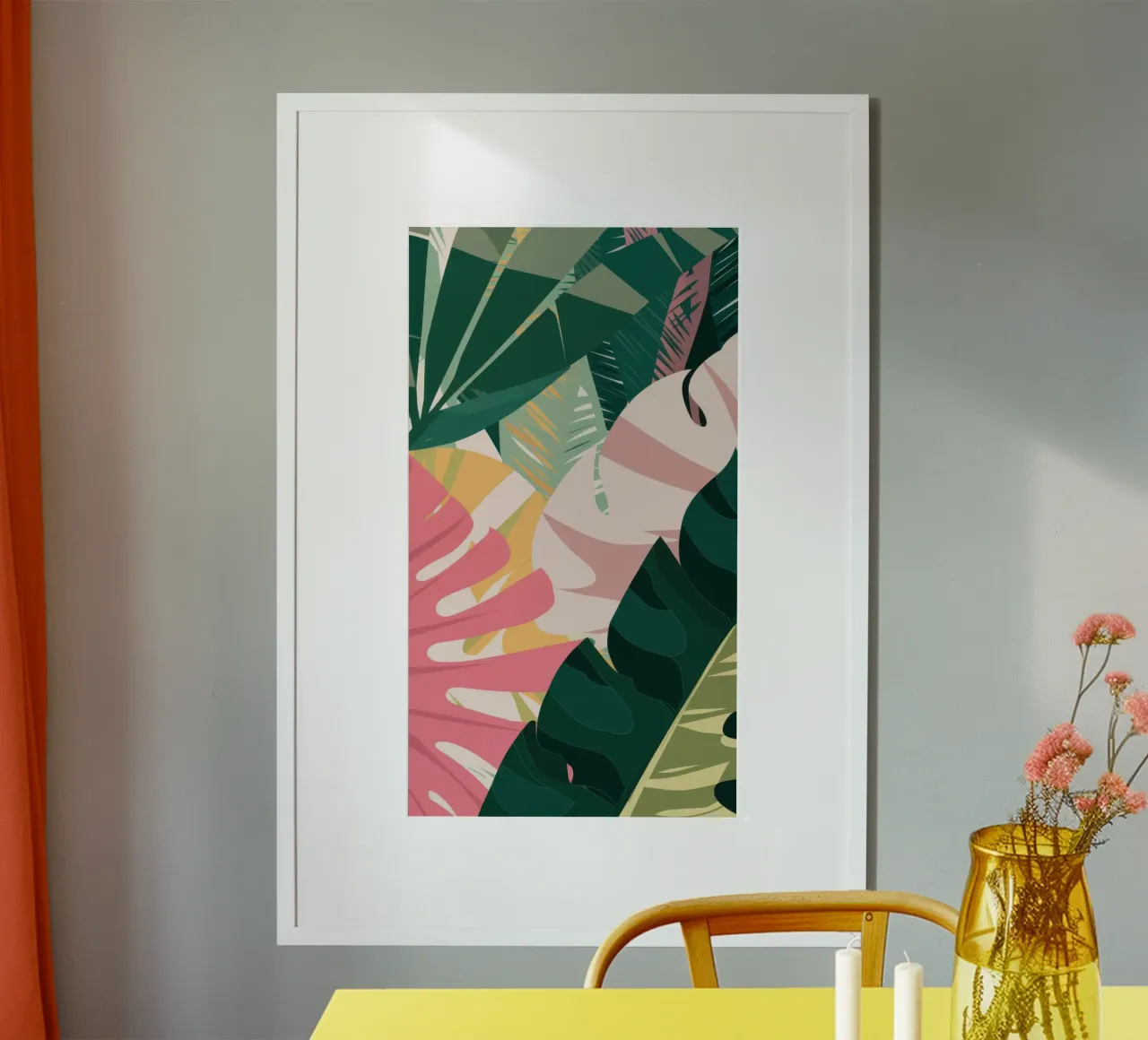 Spaccatura tropicale diagonale poster con telaio in plastica da Orchid Patina