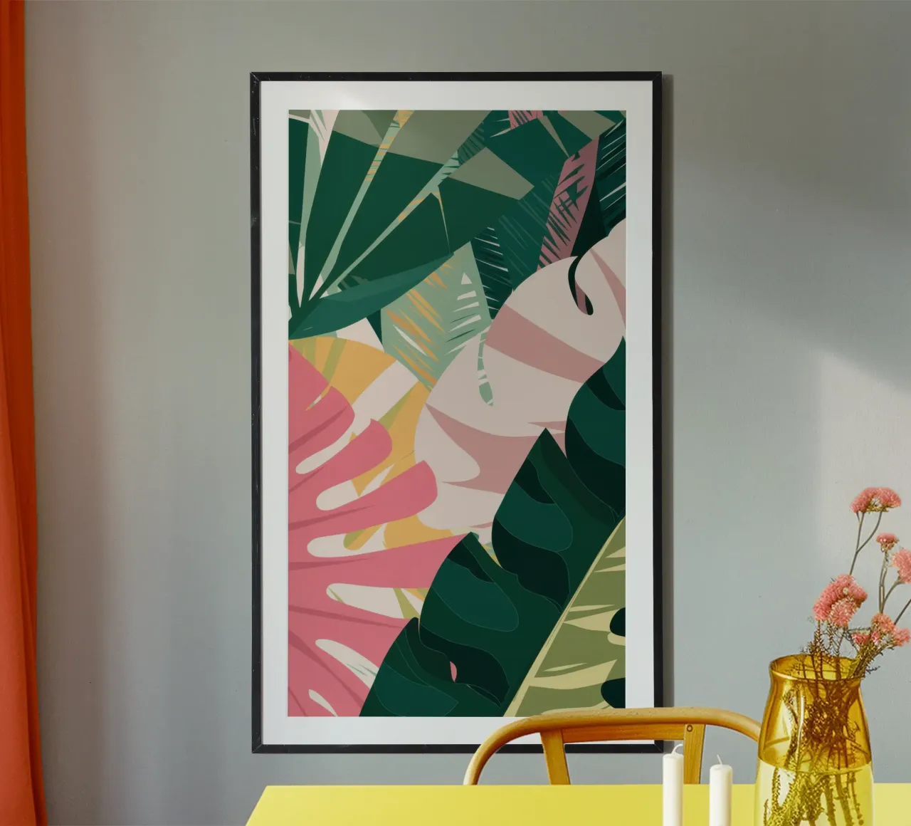 Spaccatura tropicale diagonale poster con telaio in plastica da Orchid Patina