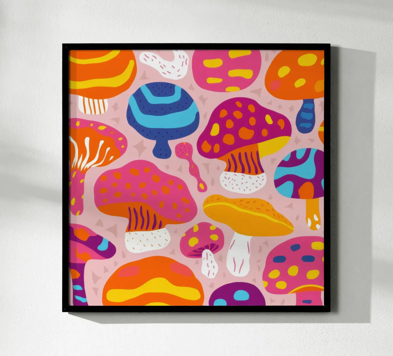 Foresta di funghi magici poster con telaio in plastica da Enter Bloom