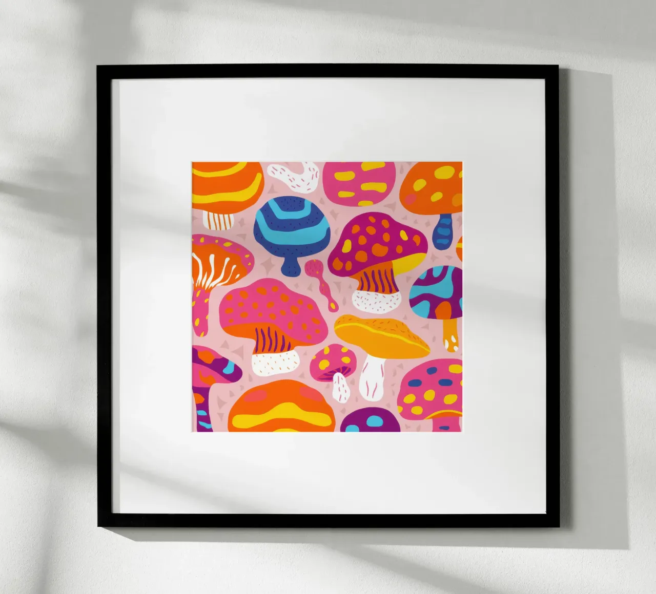 Foresta di funghi magici poster con telaio in plastica da Enter Bloom